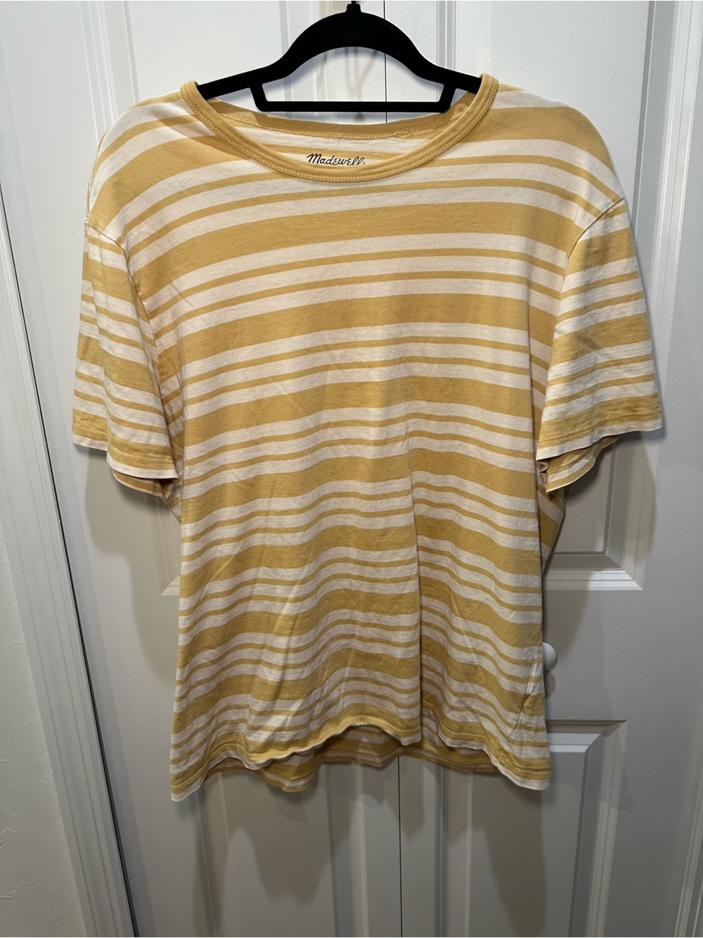 Madewell Women’s Yellow & White Striped 100% Cotton Tee